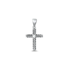 Sterling Silver Oxidized 15.7mm Cross Pendant