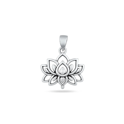 Sterling Silver Oxidized And Polished Lotus Pendant