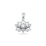 Sterling Silver Oxidized And Polished Lotus Pendant