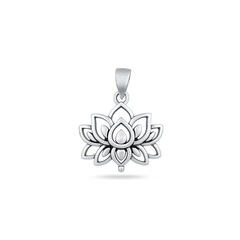 Sterling Silver Oxidized And Polished Lotus Pendant