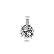 Load image into Gallery viewer, Sterling Silver Oxidized And Polished Spider And Web Pendant
