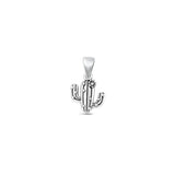 Sterling Silver Oxidized And High Polished Cactus Pendant