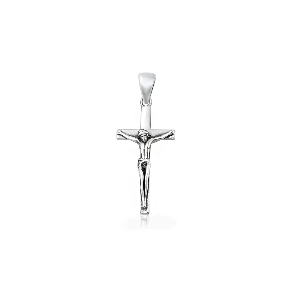 Sterling Silver Oxidized And Polished Crucifix Cross Pendant