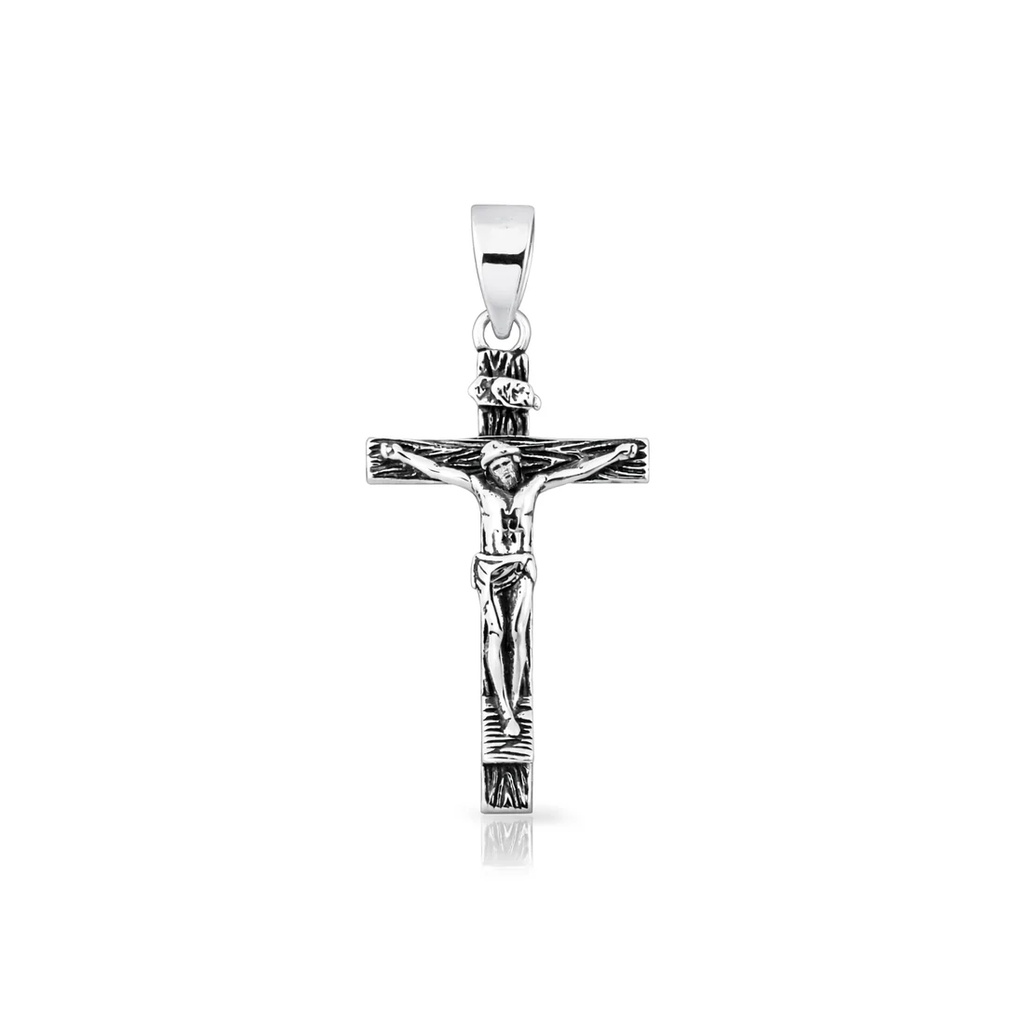 Sterling Silver Oxidized And Polished Crucifix Pendant