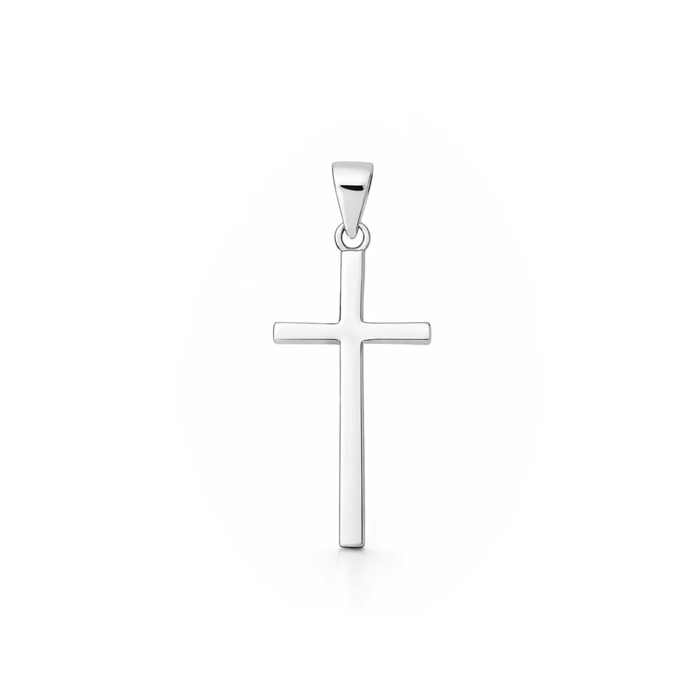 Sterling Silver Oxidized And Polished Plain Cross Pendant