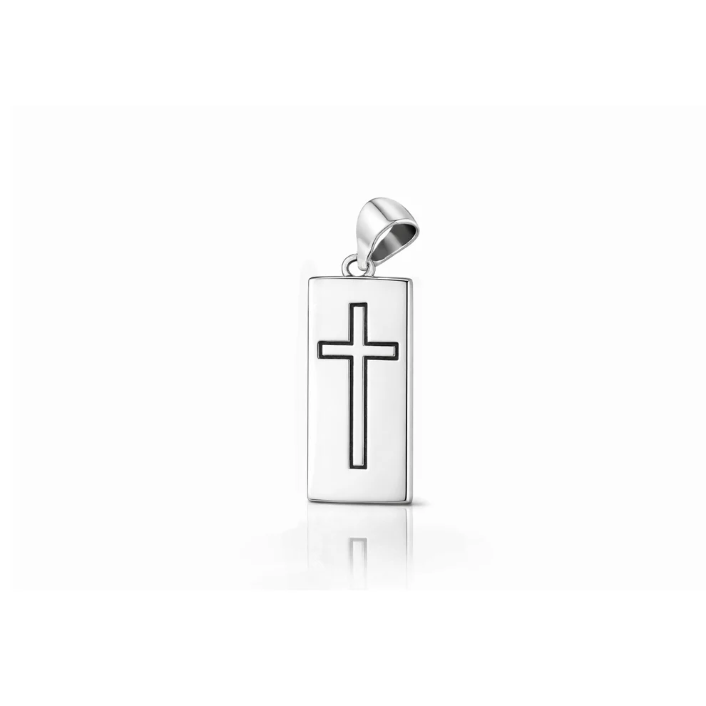 Sterling Silver Oxidized And Polished Cross Bar Pendant