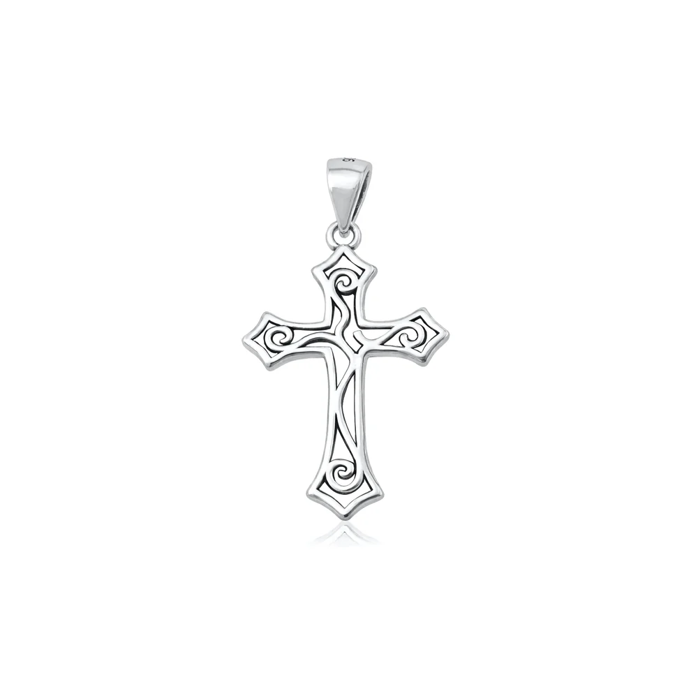 Sterling Silver Oxidized And Polished 24mm Celtic Cross Pendant