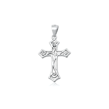 Load image into Gallery viewer, Sterling Silver Oxidized And Polished 24mm Celtic Cross Pendant