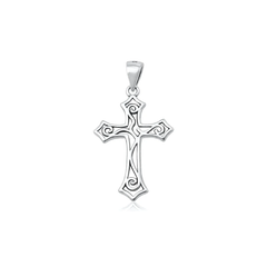 Sterling Silver Oxidized And Polished 24mm Celtic Cross Pendant