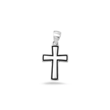 Sterling Silver Oxidized And Polished 18mm Black Line Cross Pendant