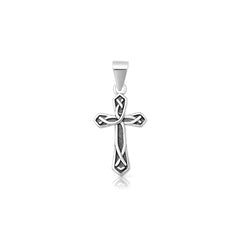 Sterling Silver Oxidized And High Polished Cross Pendant