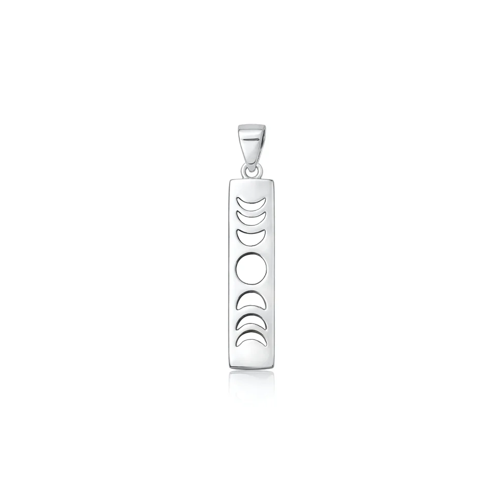 Sterling Silver Oxidized And Polished Moon Phases Pendant