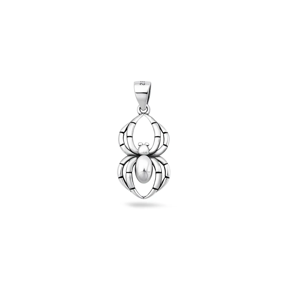 Sterling Silver Oxidized And Polished Spider Pendant
