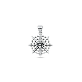 Sterling Silver Oxidized And Polished Spiderweb Pendant
