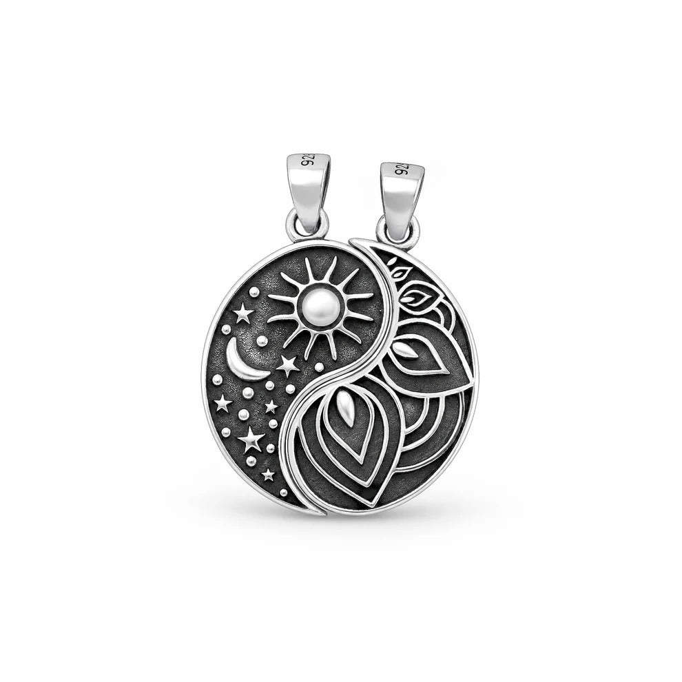 Sterling Silver Oxidized And Polished Celestial Yin Yang Pendant