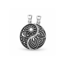 Load image into Gallery viewer, Sterling Silver Oxidized And Polished Celestial Yin Yang Pendant
