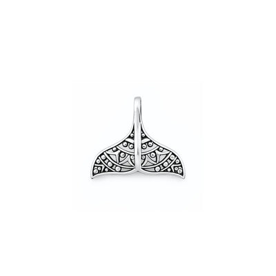 Sterling Silver Oxidized And High Polished 17.8mm Tribal Whale Tail Pendant