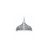 Sterling Silver Oxidized And High Polished 17.8mm Tribal Whale Tail Pendant