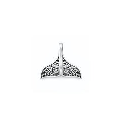 Sterling Silver Oxidized And High Polished 17.8mm Tribal Whale Tail Pendant
