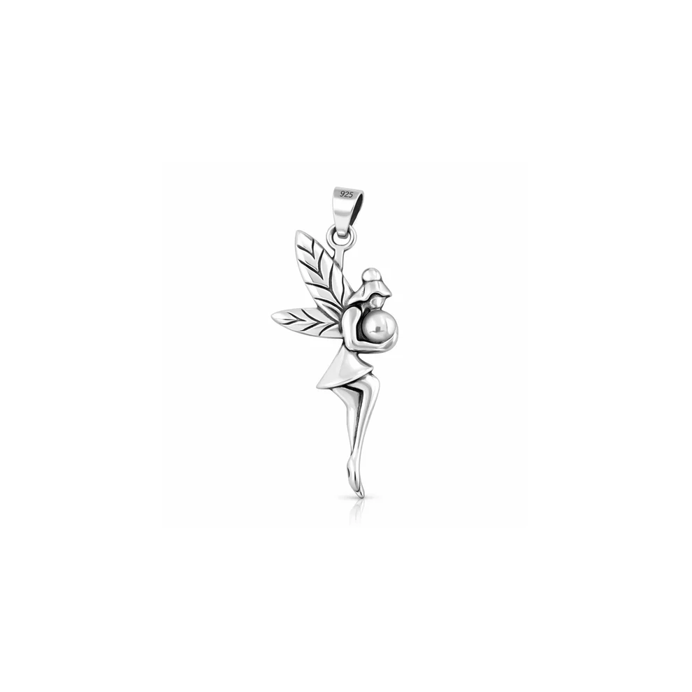 Sterling Silver Oxidized And Polished Fairy Pendant
