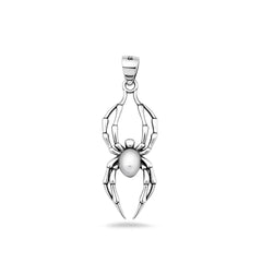 Sterling Silver Oxidized And High Polished Spider Pendant