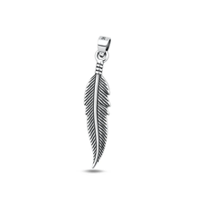 Load image into Gallery viewer, Sterling Silver Oxidized And Polished 34mm Feather Pendant
