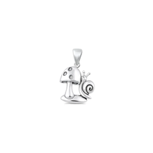 Load image into Gallery viewer, Sterling Silver Oxidized And Polished 15mm Mushroom And Snail Pendant