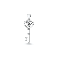 Load image into Gallery viewer, Sterling Silver Oxidized And Polished Celtic Knot Heart Key Pendant