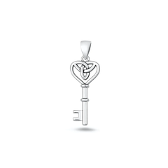 Sterling Silver Oxidized And Polished Celtic Knot Heart Key Pendant