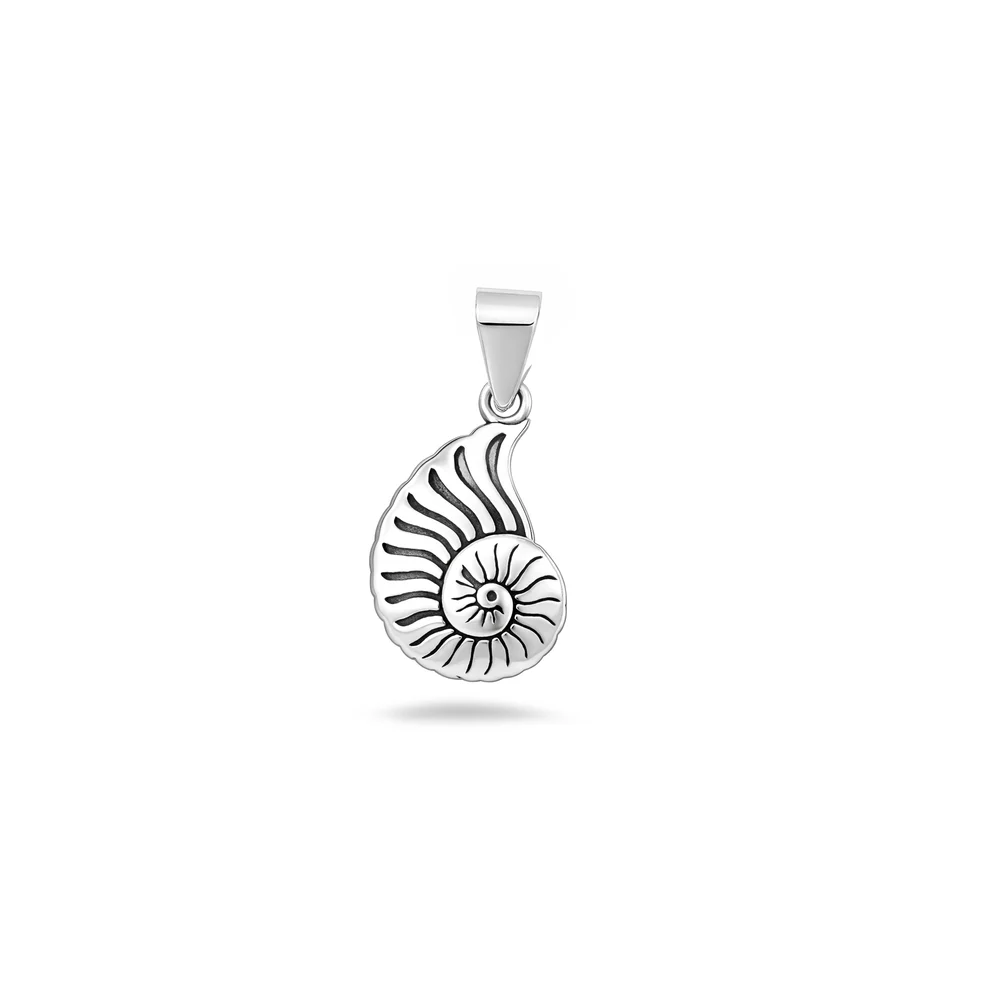 Sterling Silver Oxidized And Polished Seashell Pendant