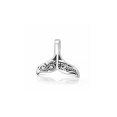 Sterling Silver Oxidized And High Polished Tribal Whale Tail Pendant
