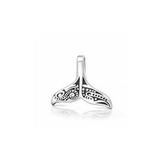 Sterling Silver Oxidized And High Polished Tribal Whale Tail Pendant