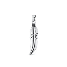Load image into Gallery viewer, Sterling Silver Oxidized And High Polished 26.3mm Feather Pendant