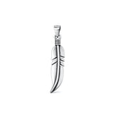 Sterling Silver Oxidized And High Polished 26.3mm Feather Pendant
