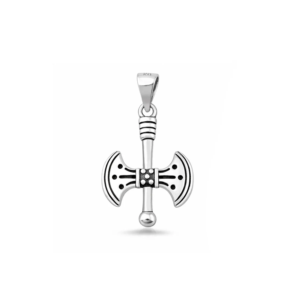 Sterling Silver Oxidized And Polished Axe Pendant
