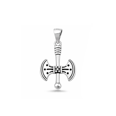 Sterling Silver Oxidized And Polished Axe Pendant