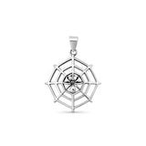 Sterling Silver Oxidized And High Polished Spiderweb Pendant
