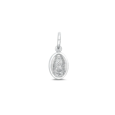 Sterling Silver Oxidized 11mm Virgin Mary Pendant