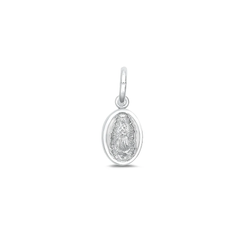 Sterling Silver Oxidized 11mm Virgin Mary Pendant