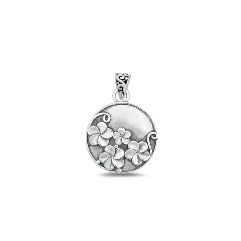 Sterling Silver Oxidized Plumeria Flowers Pendant