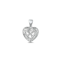 Sterling Silver Oxidized 11.5mm Heart Pendant