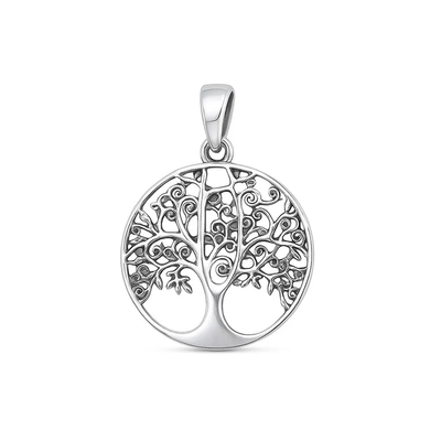Sterling Silver Oxidized 22.2mm Tree Of Life Pendant