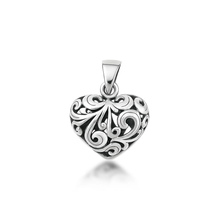 Load image into Gallery viewer, Sterling Silver Oxidized 15mm Heart Pendant