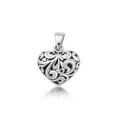 Sterling Silver Oxidized 15mm Heart Pendant