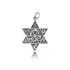 Sterling Silver Oxidized Tribes Of Israel And Star Of David Pendant
