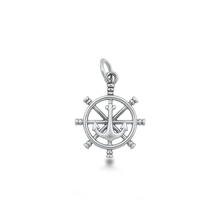 Load image into Gallery viewer, Sterling Silver Oxidized Helm And Anchor Pendant