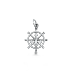 Sterling Silver Oxidized Helm And Anchor Pendant