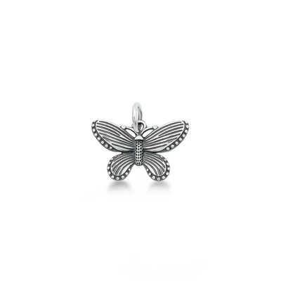 Sterling Silver Oxidized 9.7mm Butterfly Pendant