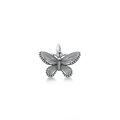 Sterling Silver Oxidized 9.7mm Butterfly Pendant