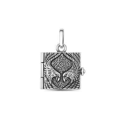 Sterling Silver Oxidized Eagles Locket Book Pendant
